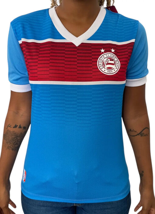 Camisa Bahia Azul Claro e Vermelho - Feminino